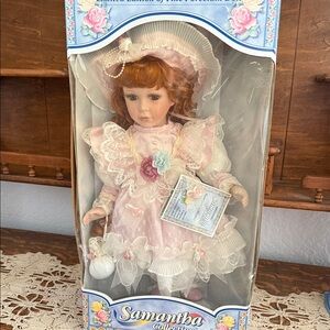 Elegant Doll in Pink Lace Dress with Hat